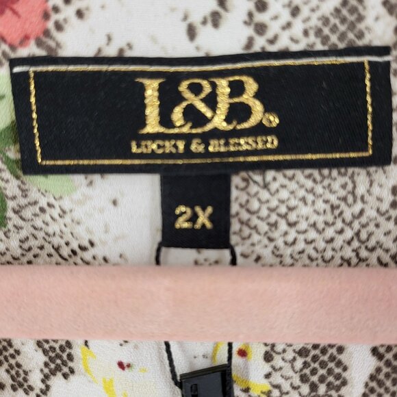 Lucky & Blessed Snake Print Floral Kimono Cardigan 2X NWT - Picture 3 of 6